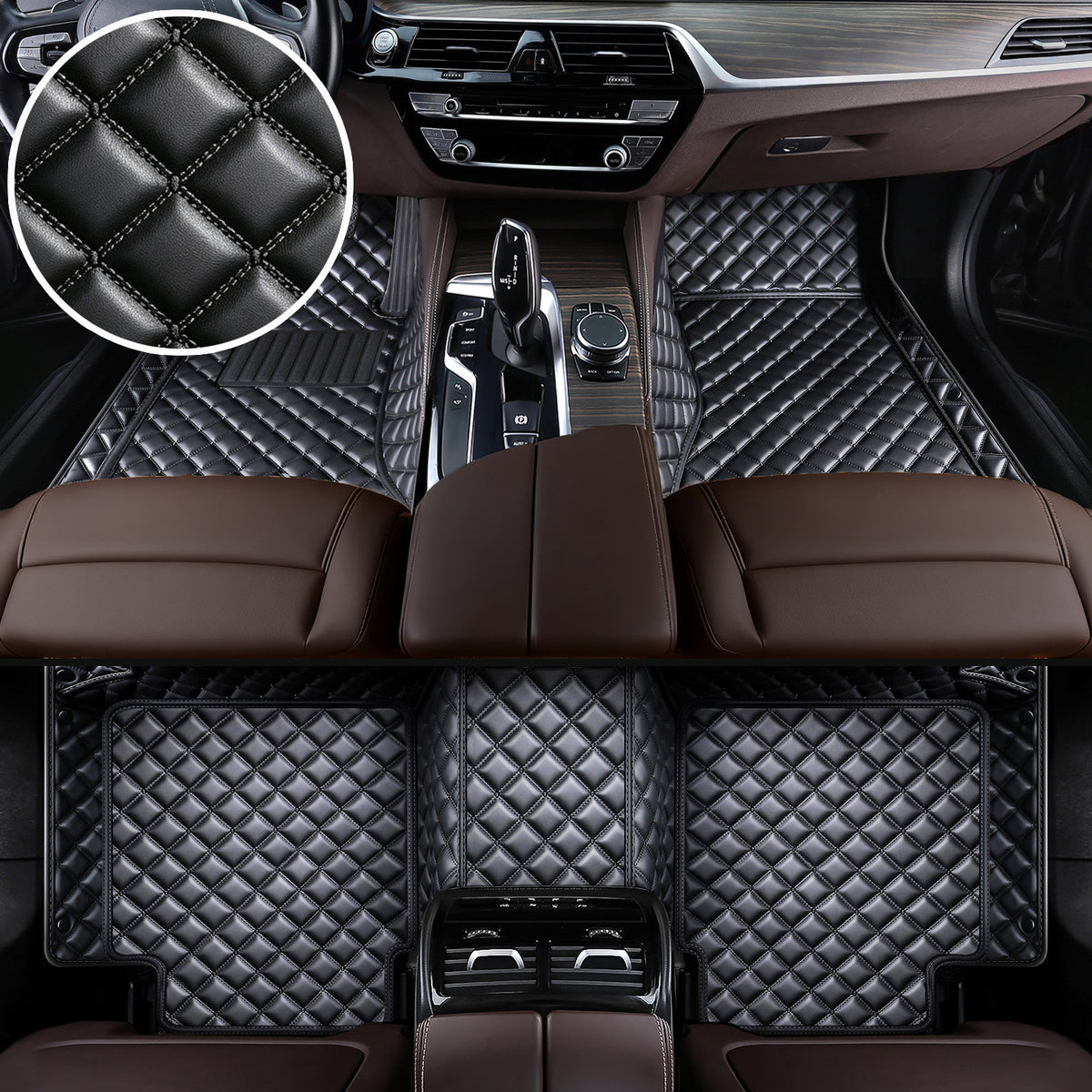 Titanmats Premium Waterproof Leather Car Floor Mats – Luxury Diamond Stitching | Custom Fit | 8 Colors