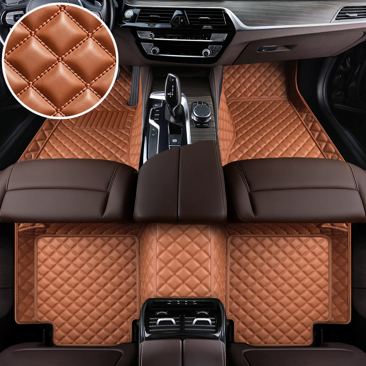 Titanmats Premium Waterproof Leather Car Floor Mats – Luxury Diamond Stitching | Custom Fit | 8 Colors