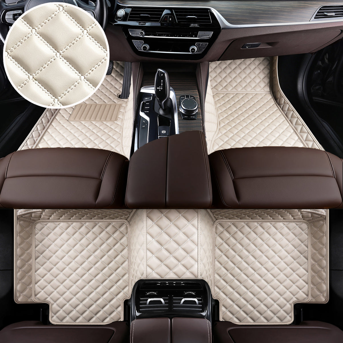 Titanmats Premium Waterproof Leather Car Floor Mats – Luxury Diamond Stitching | Custom Fit | 8 Colors