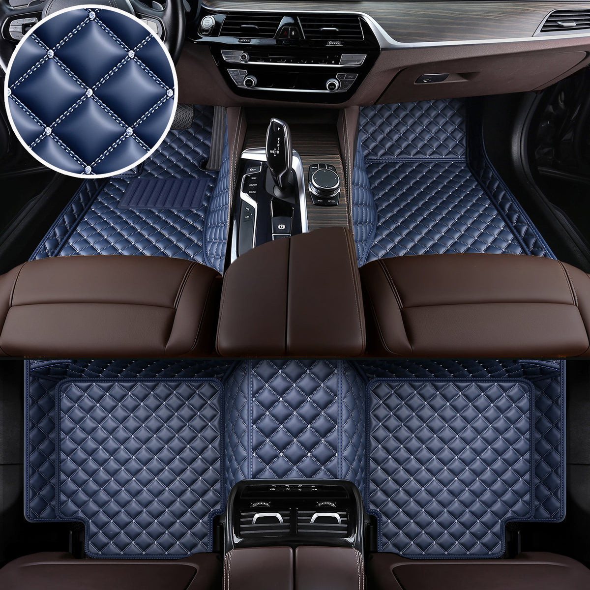 Titanmats Premium Waterproof Leather Car Floor Mats – Luxury Diamond Stitching | Custom Fit | 8 Colors