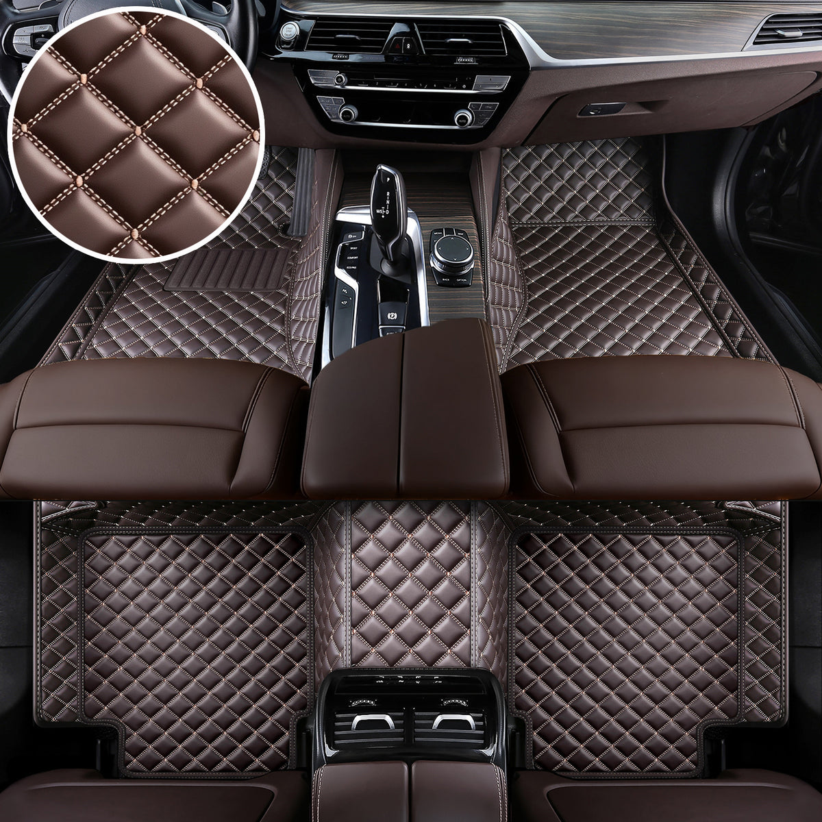 Titanmats Premium Waterproof Leather Car Floor Mats – Luxury Diamond Stitching | Custom Fit | 8 Colors