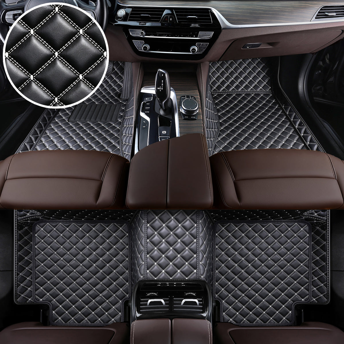 Titanmats Premium Waterproof Leather Car Floor Mats – Luxury Diamond Stitching | Custom Fit | 8 Colors