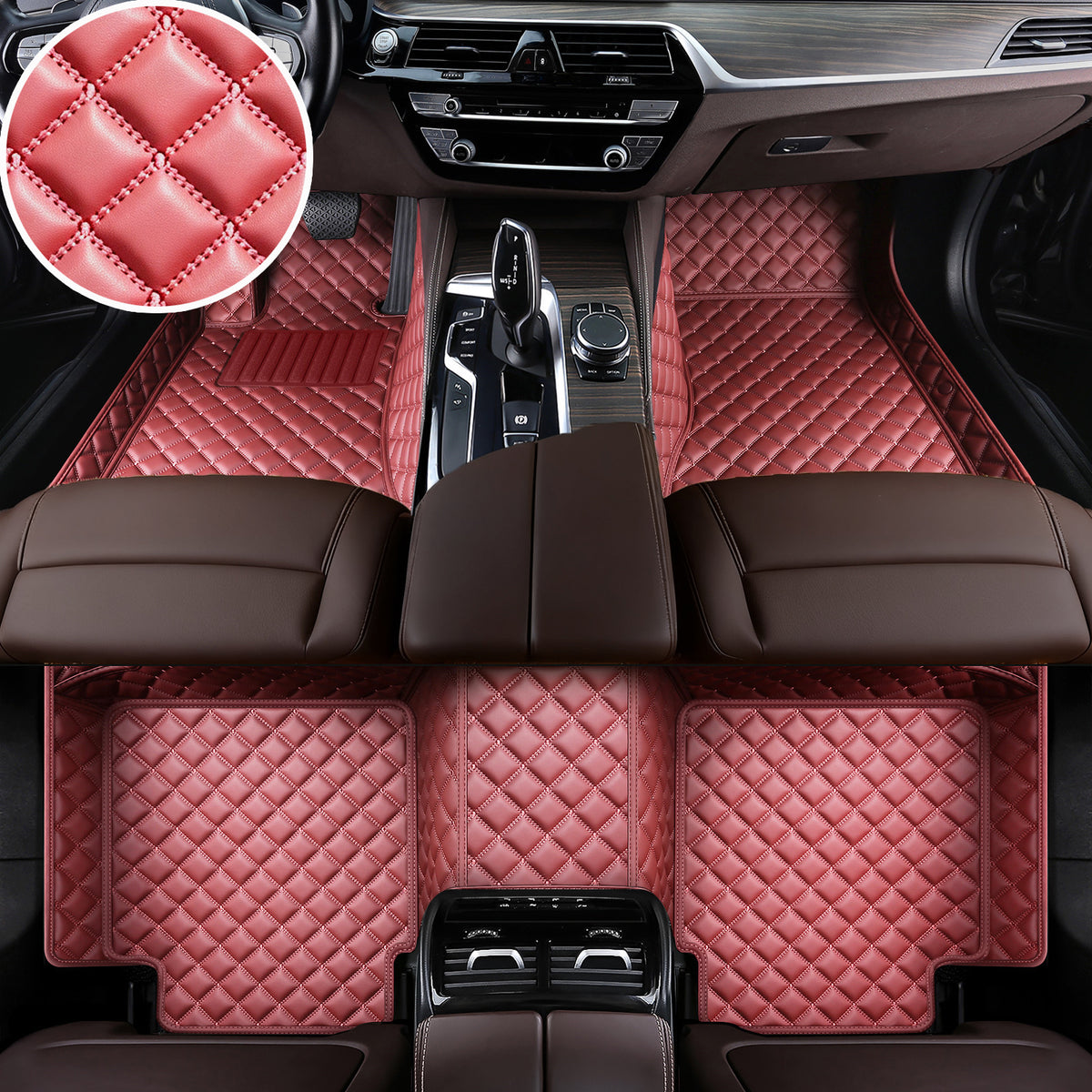 Titanmats Premium Waterproof Leather Car Floor Mats – Luxury Diamond Stitching | Custom Fit | 8 Colors