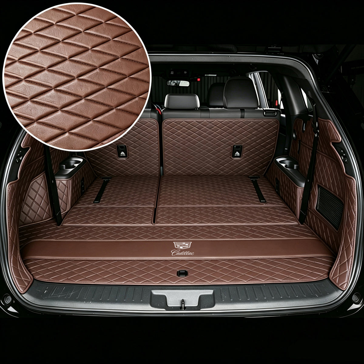 Cadillac Cargo Liner – Full Coverage | Trunk + Side Walls + 3rd Row + 2nd Row Seatback | with Logo