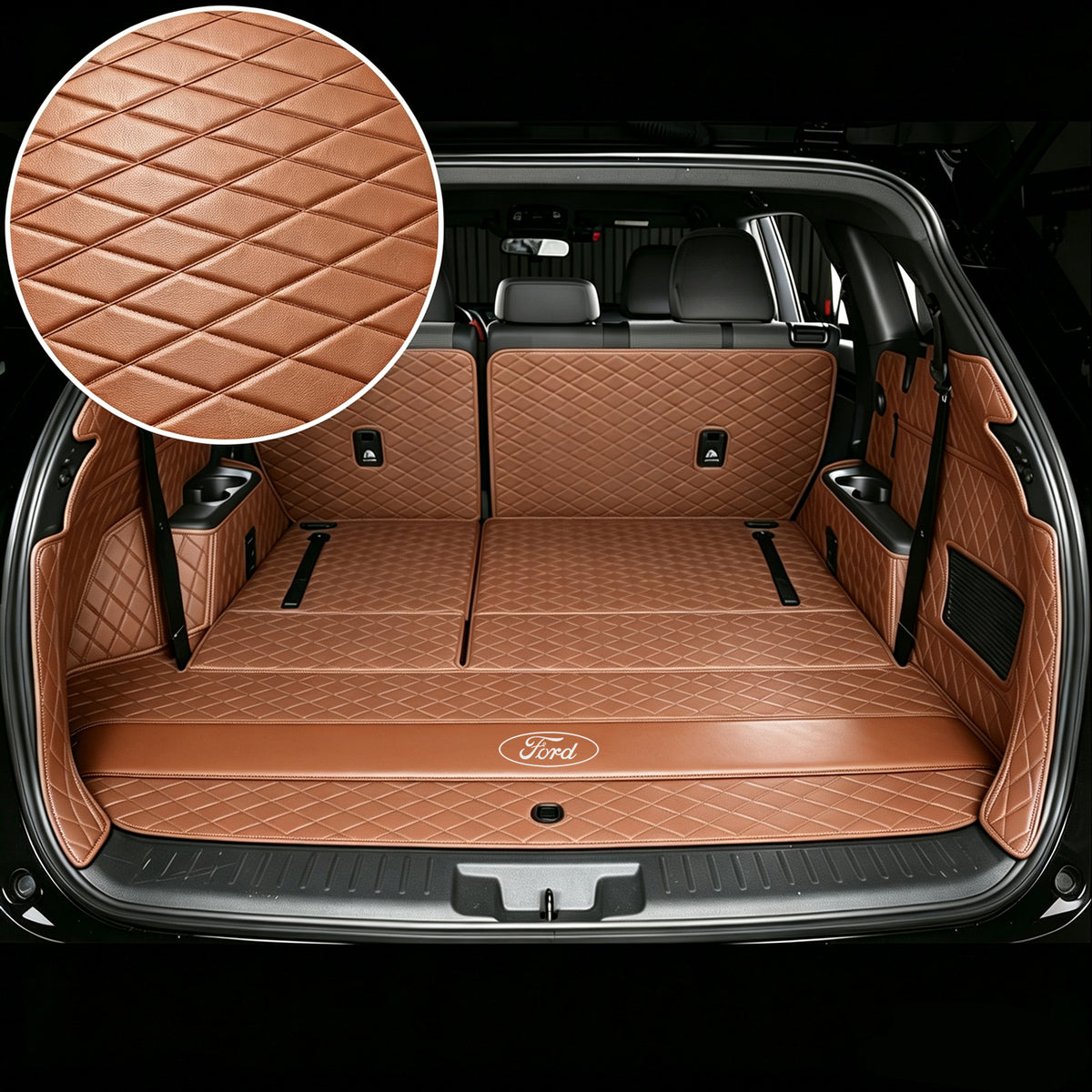 Ford Cargo Liner – Full Coverage | Trunk + Side Walls + 3rd Row + 2nd Row Seatback | with Logo
