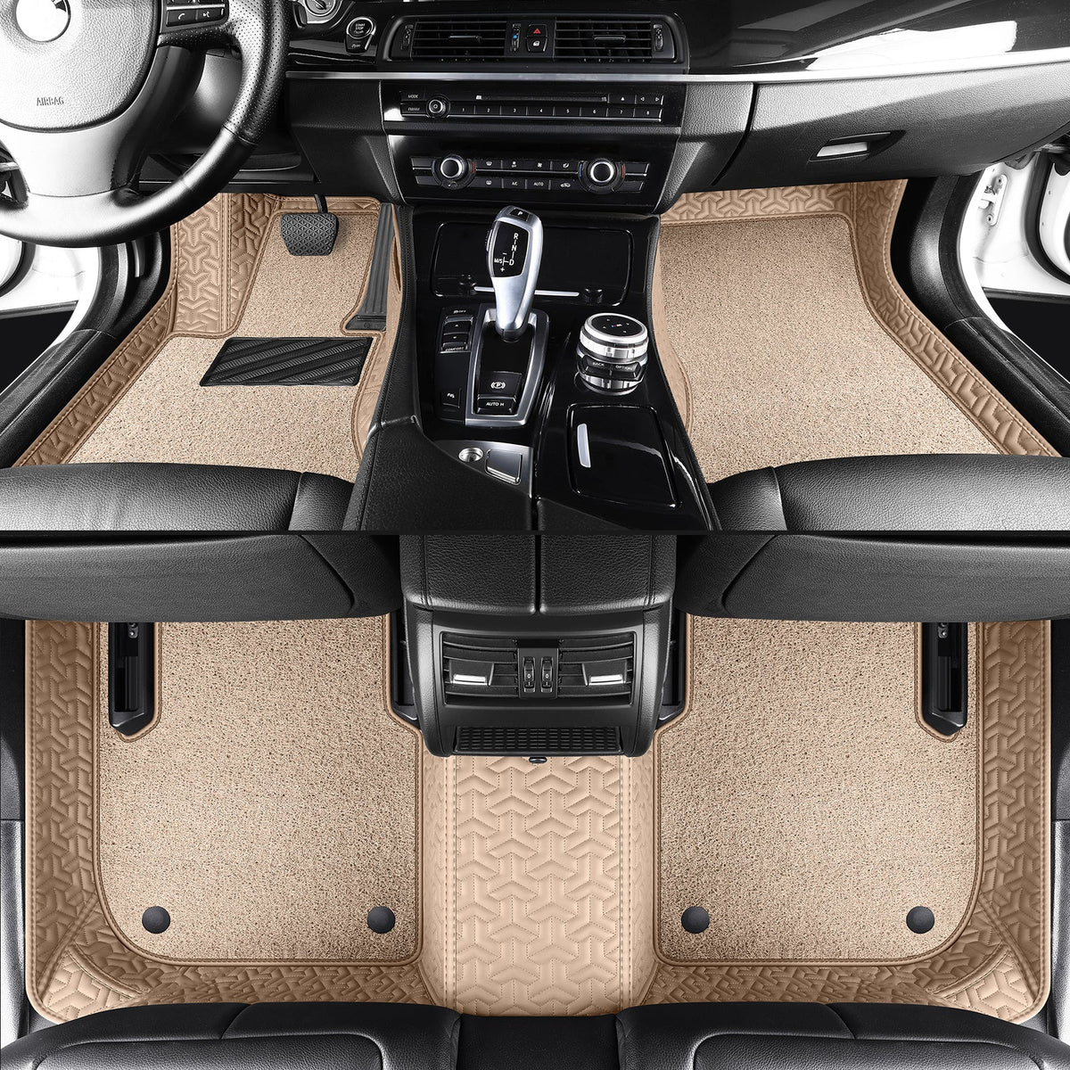 Titanmats Custom Fit Car Floor Mats – Y-Pattern Leather with Loop Pile Carpet | Waterproof Luxury Interior Liners
