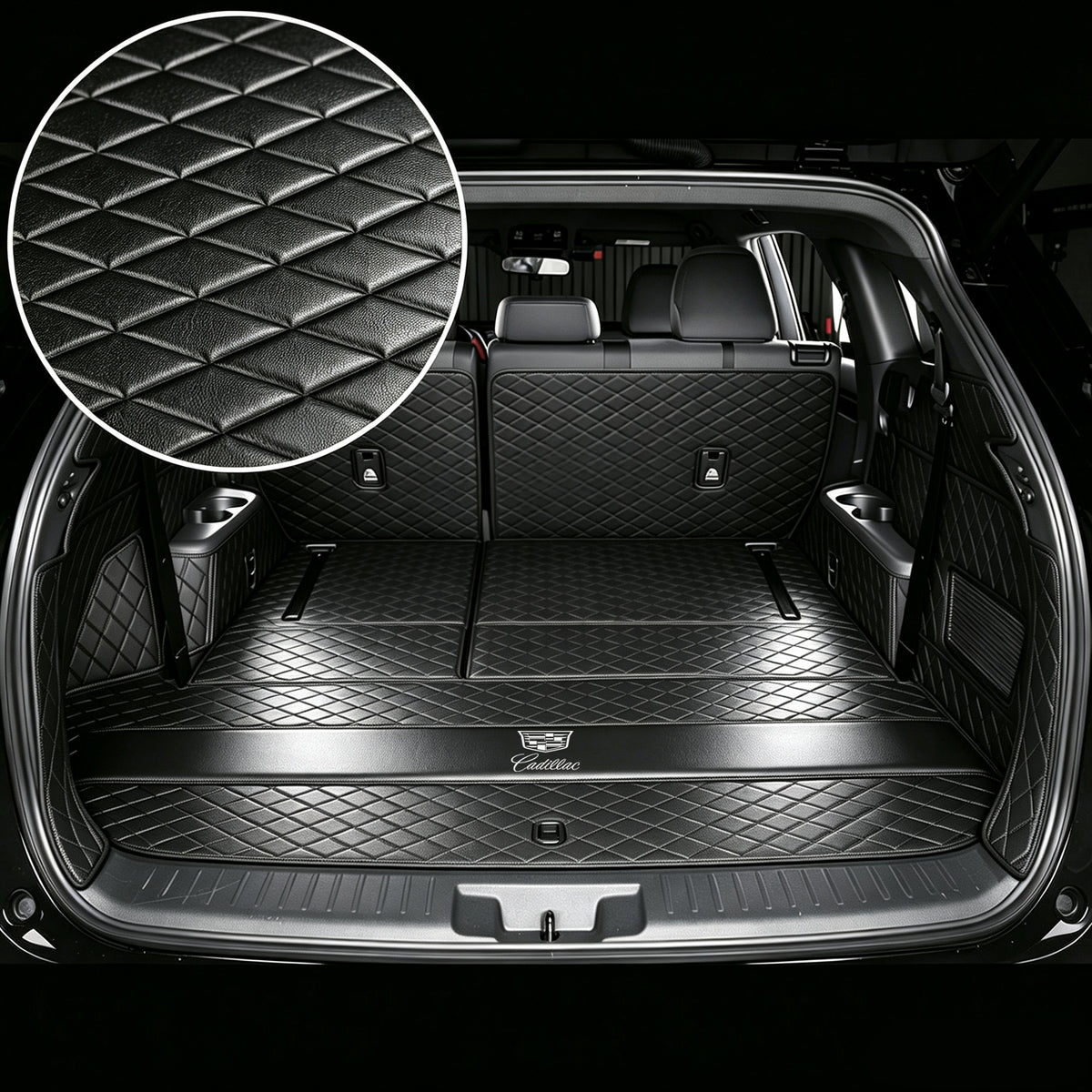 Cadillac Cargo Liner – Full Coverage | Trunk + Side Walls + 3rd Row + 2nd Row Seatback | with Logo