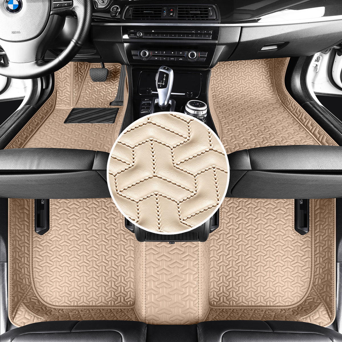 Titanmats Custom Fit Car Floor Mats – Y-Pattern Texture | Waterproof Leather Liners for Full Vehicle Coverage