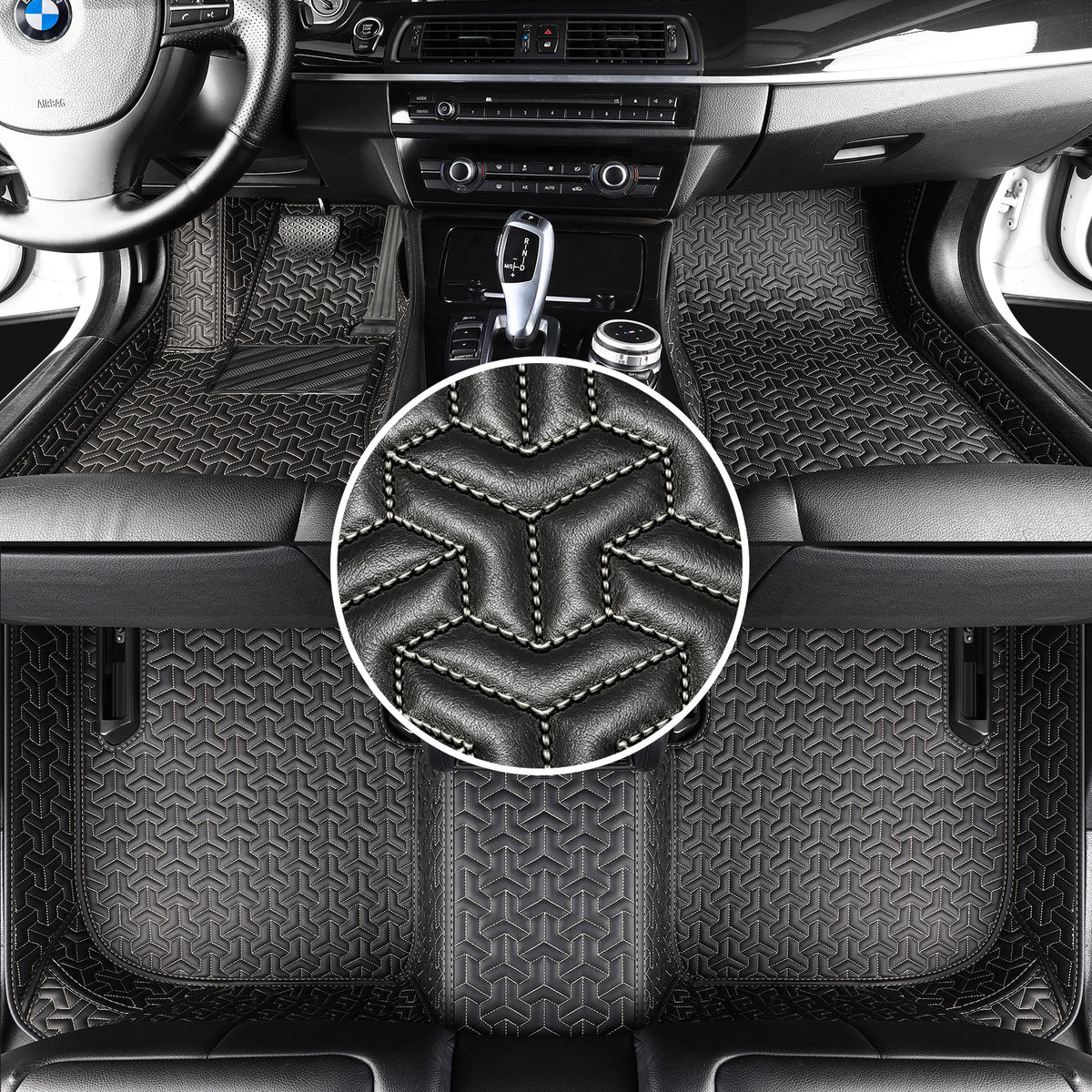 Titanmats Custom Fit Car Floor Mats – Y-Pattern Texture | Waterproof Leather Liners for Full Vehicle Coverage
