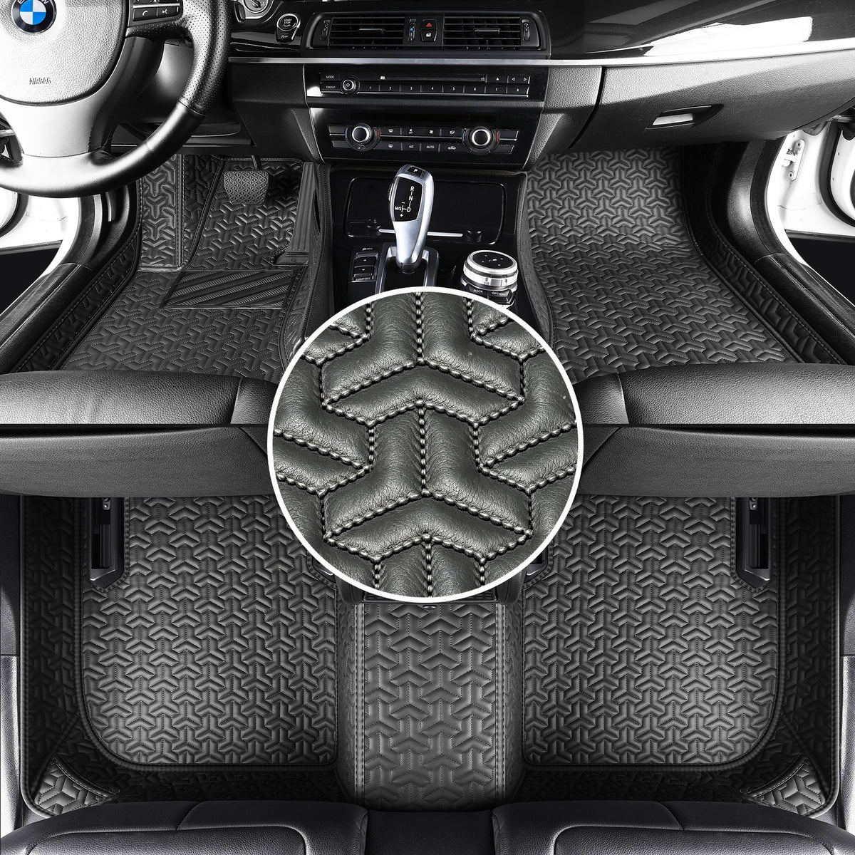 Titanmats Custom Fit Car Floor Mats – Y-Pattern Texture | Waterproof Leather Liners for Full Vehicle Coverage