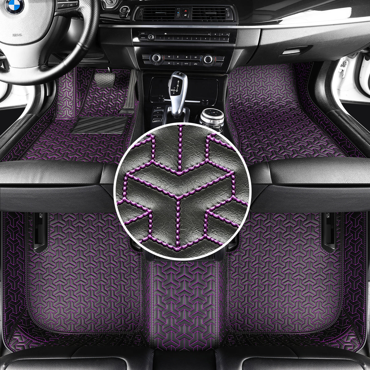 Titanmats Custom Fit Car Floor Mats – Y-Pattern Texture | Waterproof Leather Liners for Full Vehicle Coverage
